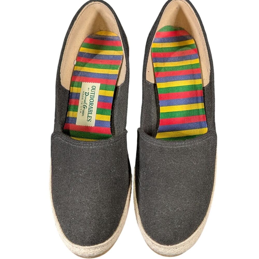 Vintage Daniel Green Outdoors Black Canvas Espadrille Slip On Shoes USA 5